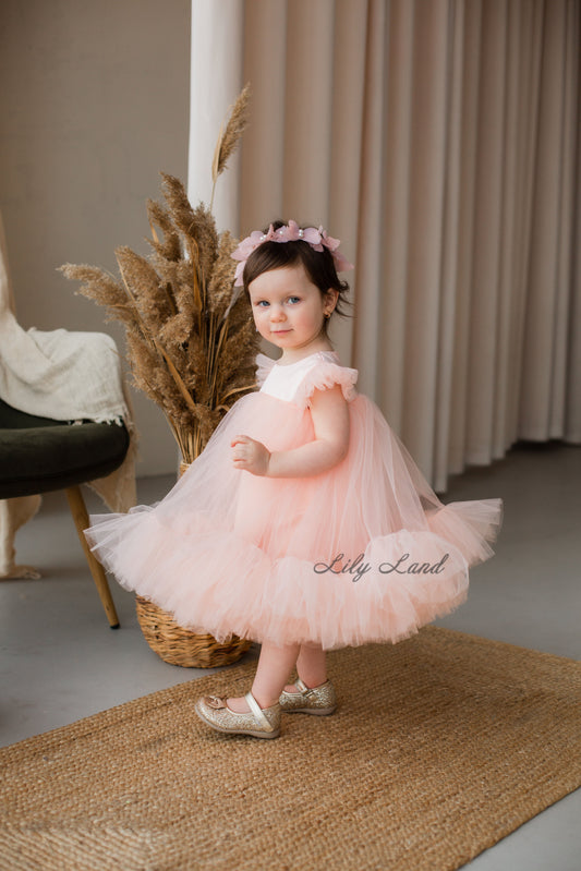 Belle Girl Dress in Peach Color